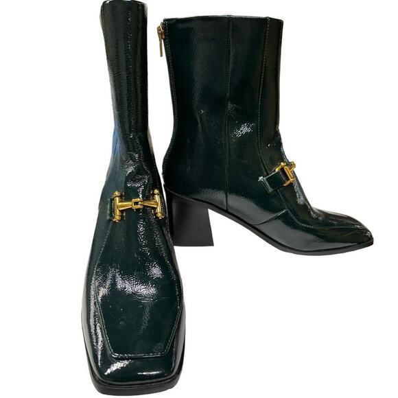 ZAC Zac Posen Black Heeled Boots with Gold Detail - Picture 13 of 14